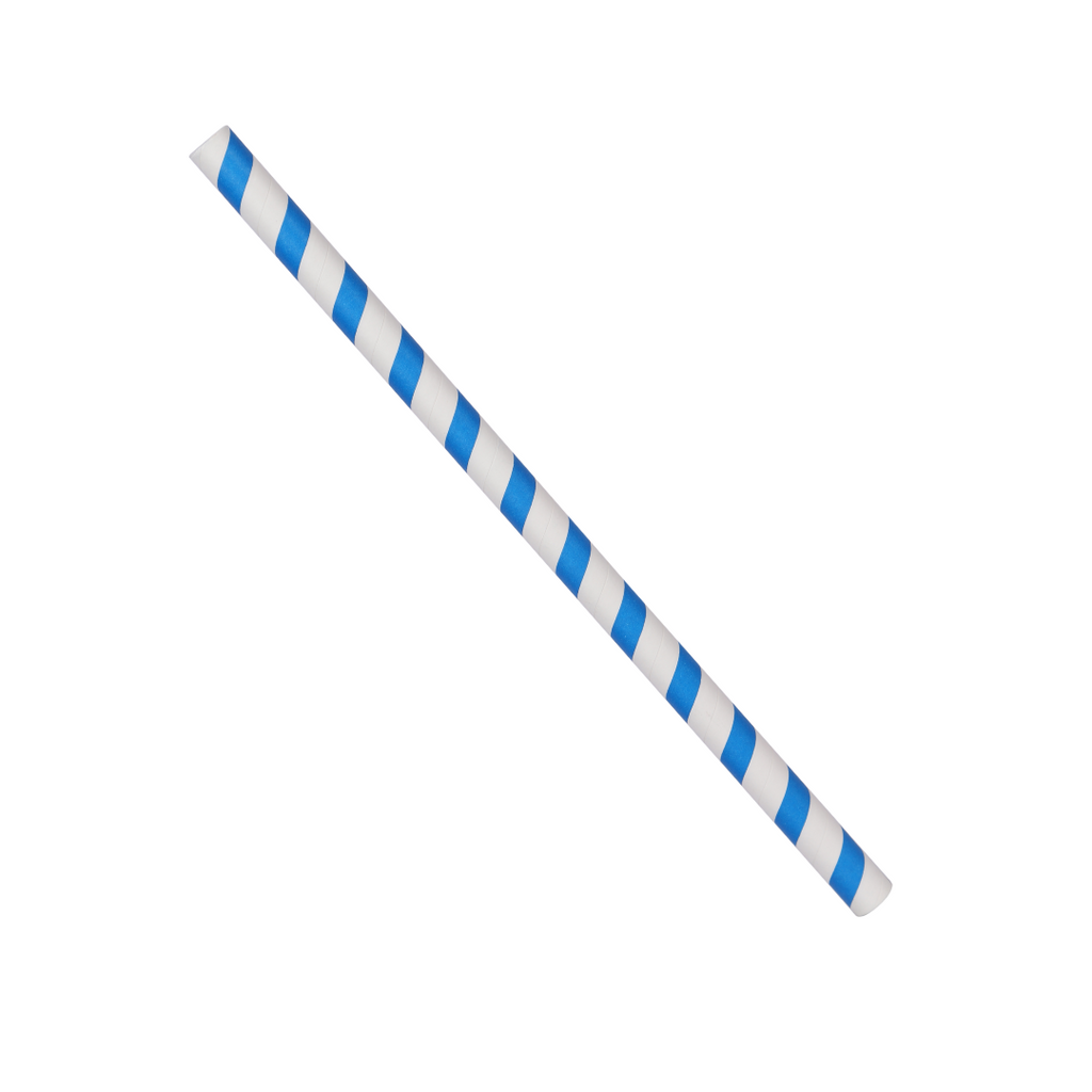 10mm x 210mm Blue Stripe Paper Straw