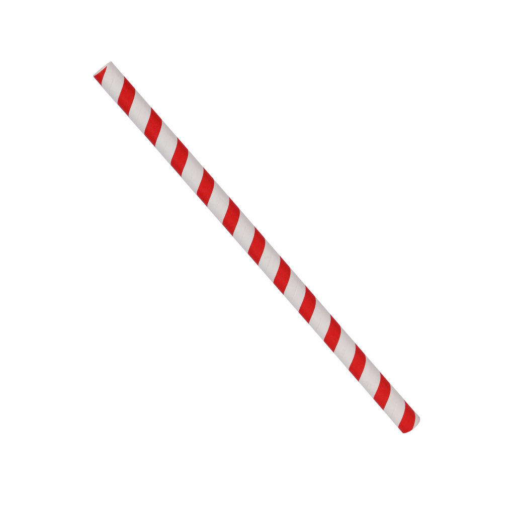 10mm x 210mm Red Stripe Paper Straw