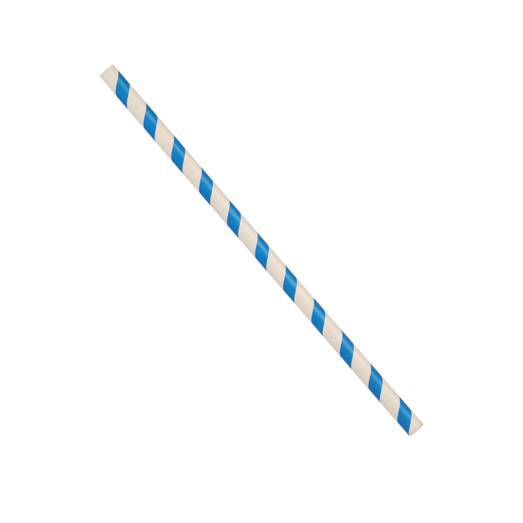 6mm x 210mm Blue Stripe Paper Straw