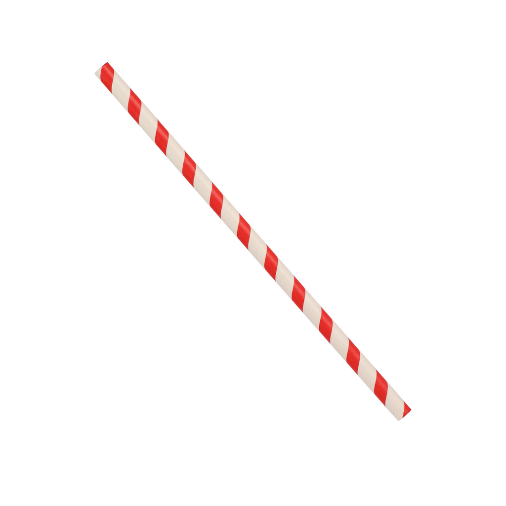 6mm x 210mm Red Stripe Paper Straw