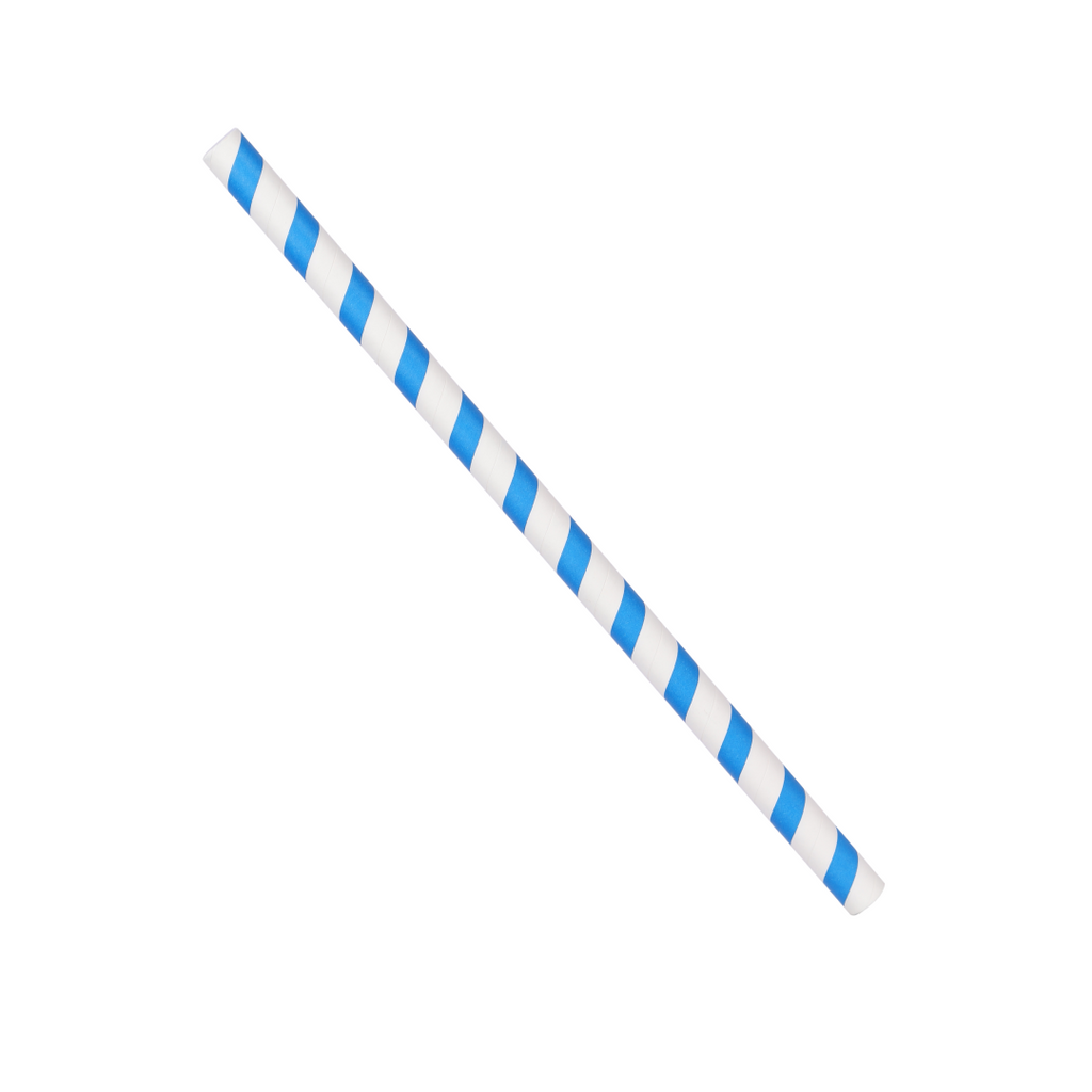 8mm x 210mm Blue Stripe Paper Straw