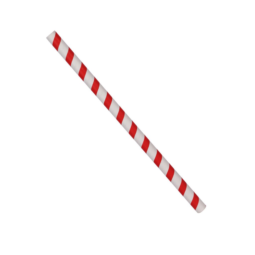 8mm x 210mm Red Stripe Paper Straw