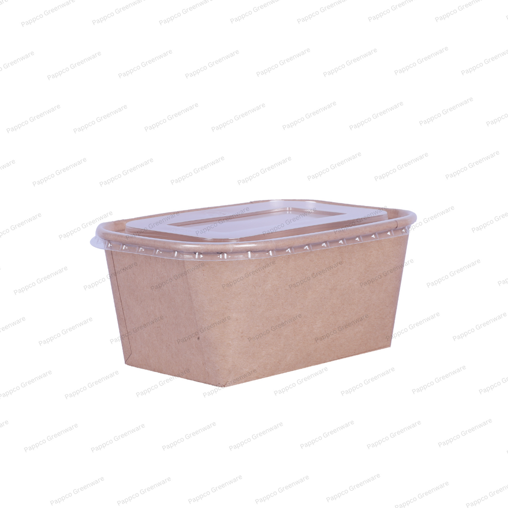 Snapit 1000ml Rectangular Kraft Paper Container with PP Lid