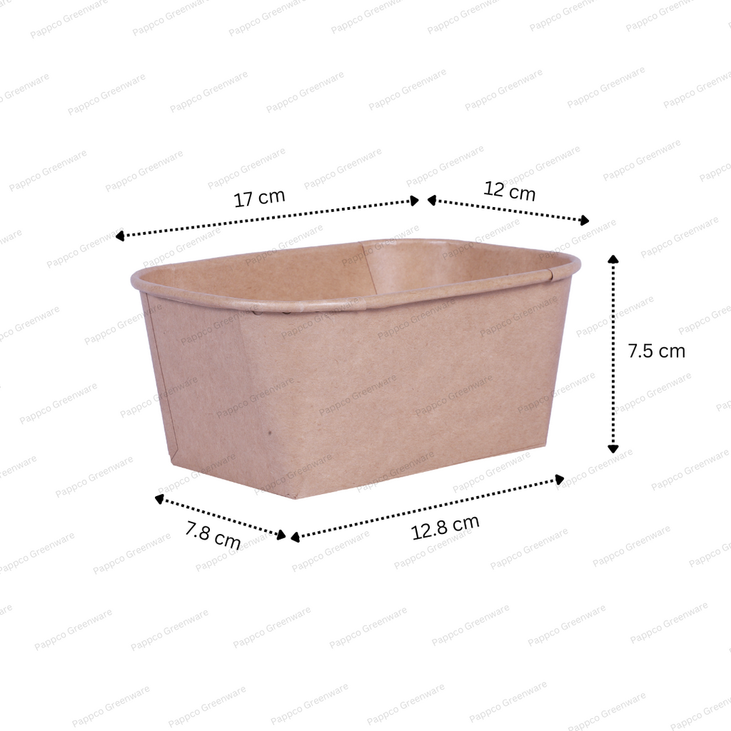 Snapit 1000ml Rectangular Kraft Paper Container with PP Lid