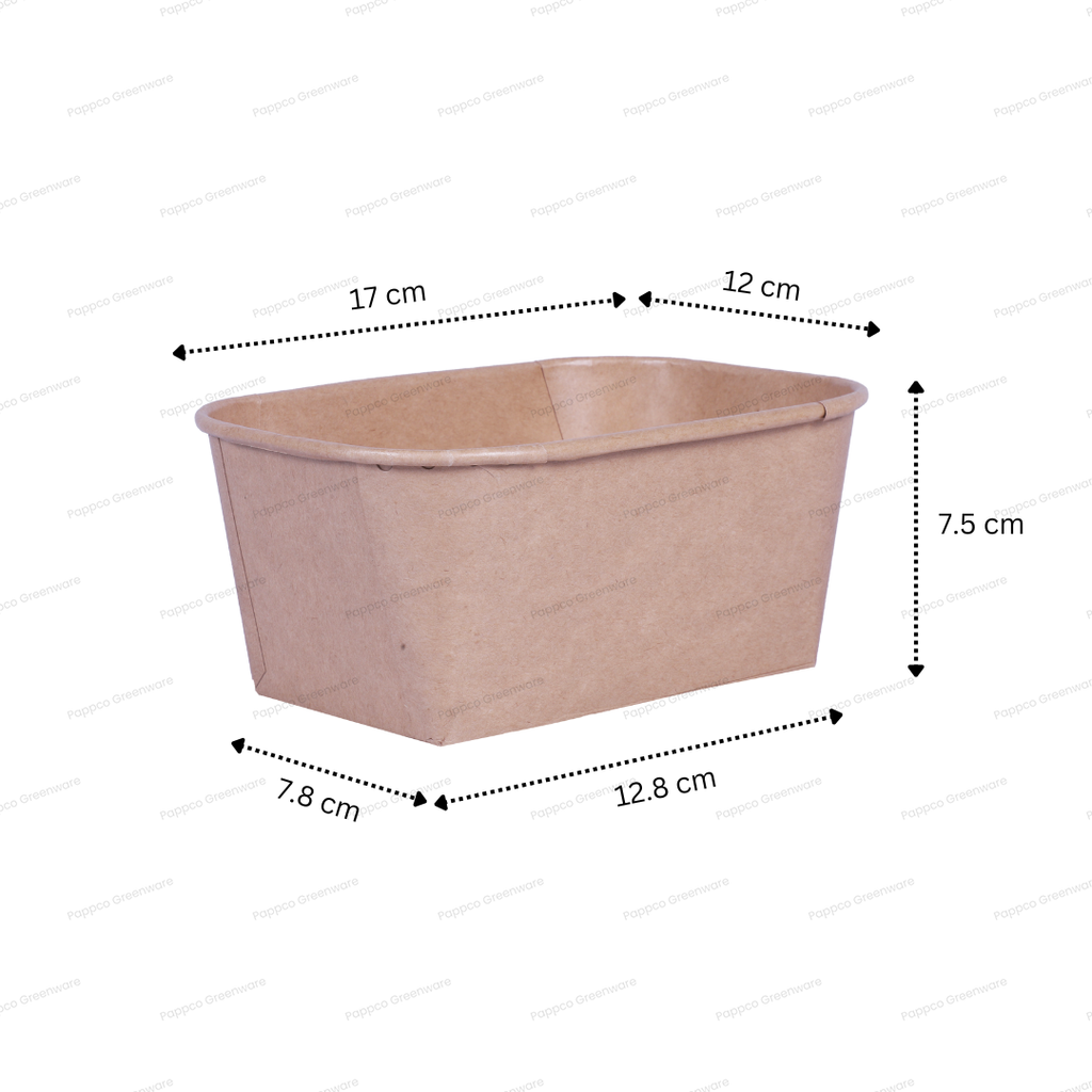 Snapit 1000ml Rectangular Kraft Paper Container with PP Lid