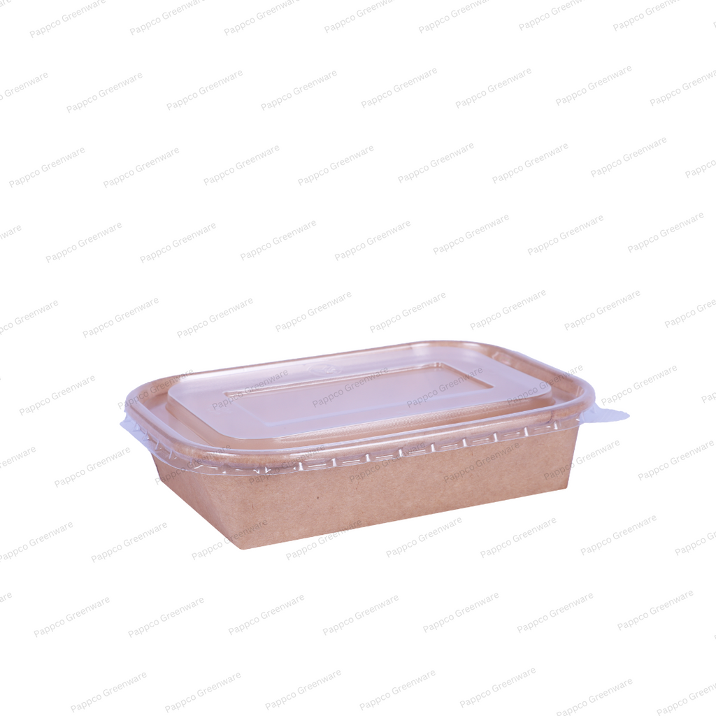 Snapit 500ml Rectangular Kraft Paper Container with PP Lid