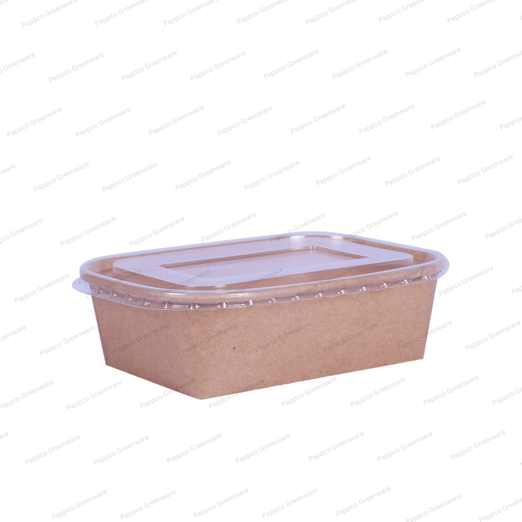 Snapit 750ml Rectangular Kraft Paper Container with PP Lid