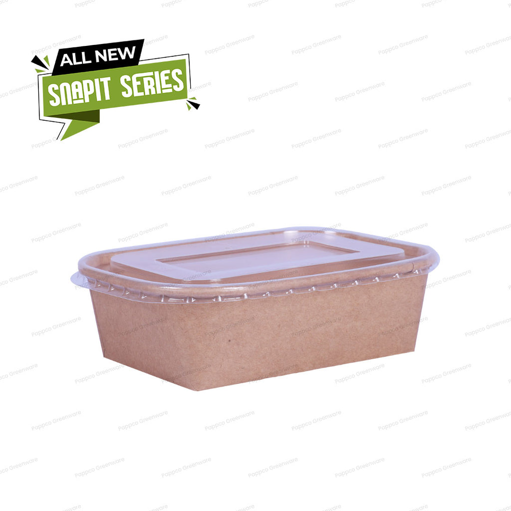 Snapit 750ml Rectangular Kraft Paper Container with PP Lid