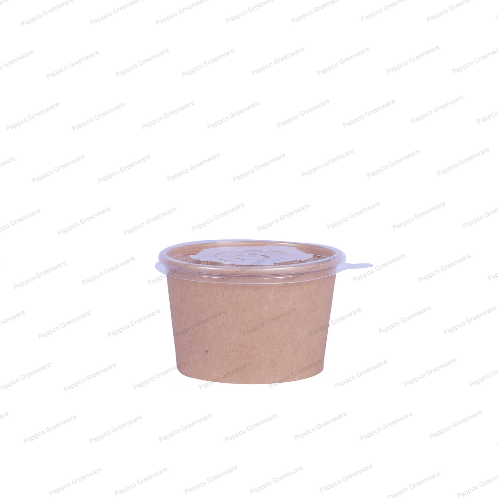 Snapit 250ml Round Kraft Paper Container With PP Lid (98mm Dia)