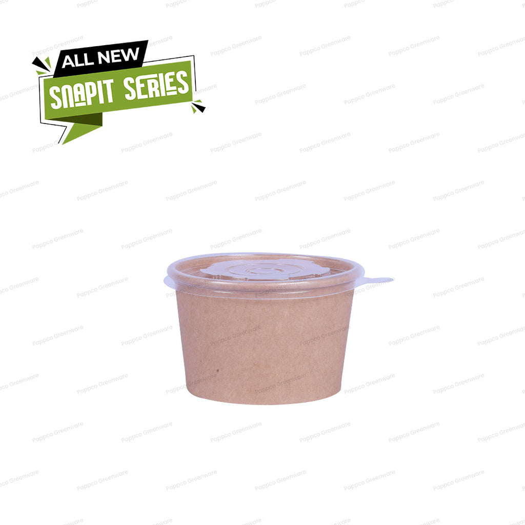 Snapit 250ml Round Kraft Paper Container With PP Lid (98mm Dia)