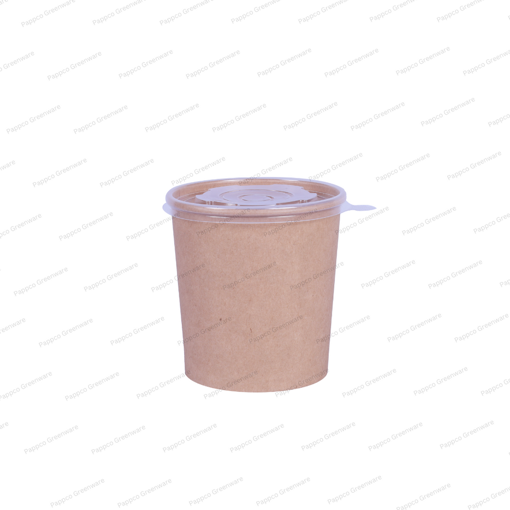 Snapit 500ml Round Kraft Paper Container With PP Lid (98mm Dia)