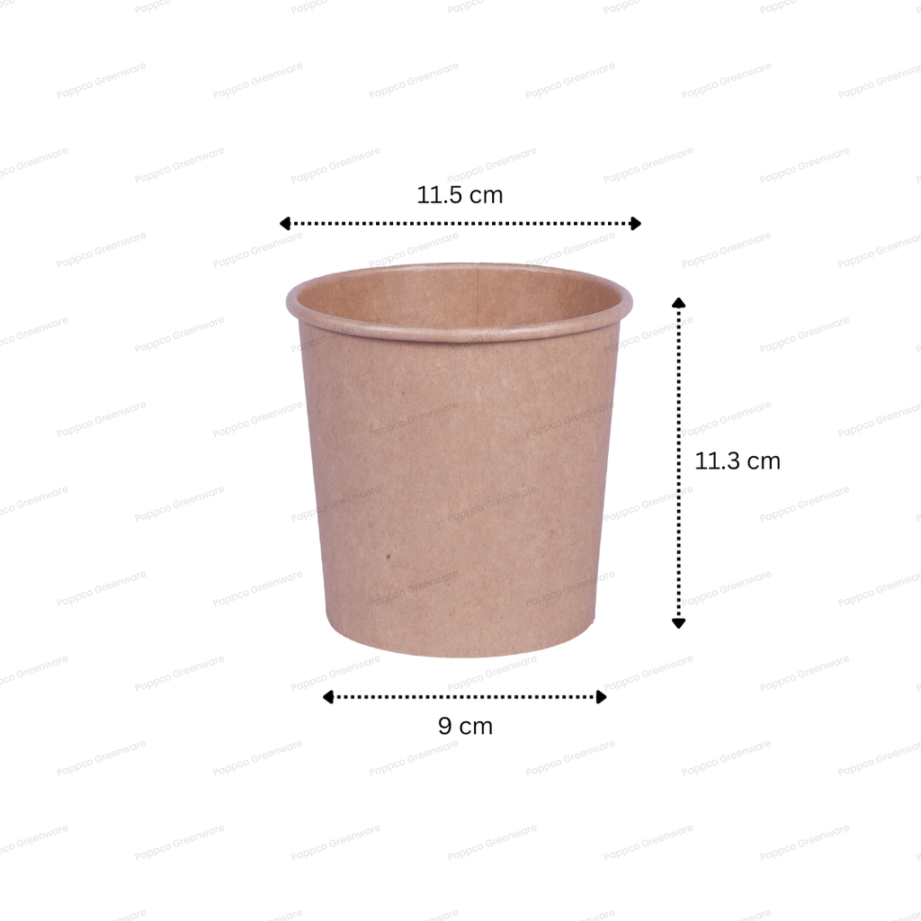 Snapit 750ml Round Kraft Paper Container With PP Lid (115mm Dia)