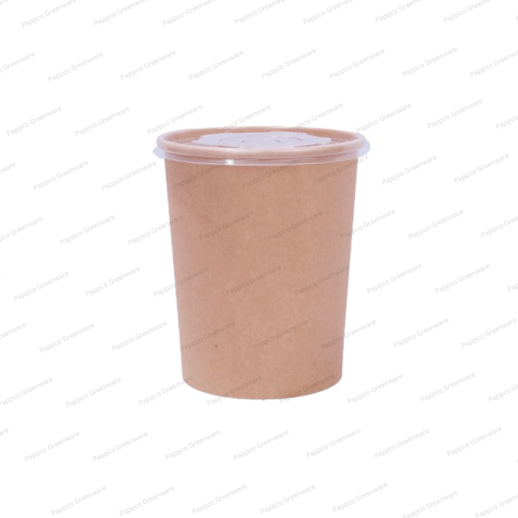 Snapit 1000ml Round Kraft Paper Container With PP Lid (115mm Dia)