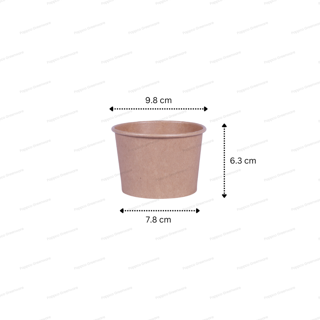 Snapit 250ml Round Kraft Paper Container With PP Lid (98mm Dia)