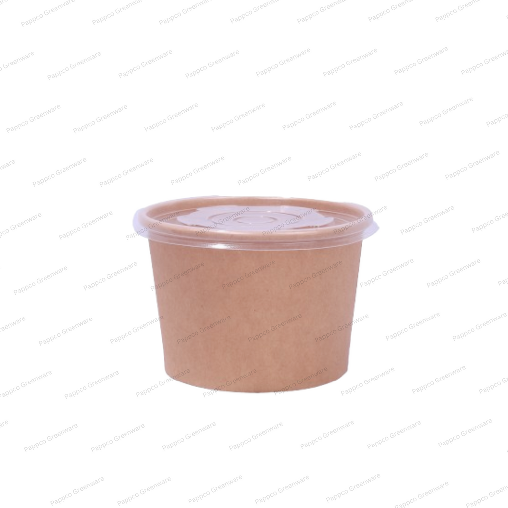 Snapit 500ml Round Kraft Paper Container With PP Lid (115mm Dia)