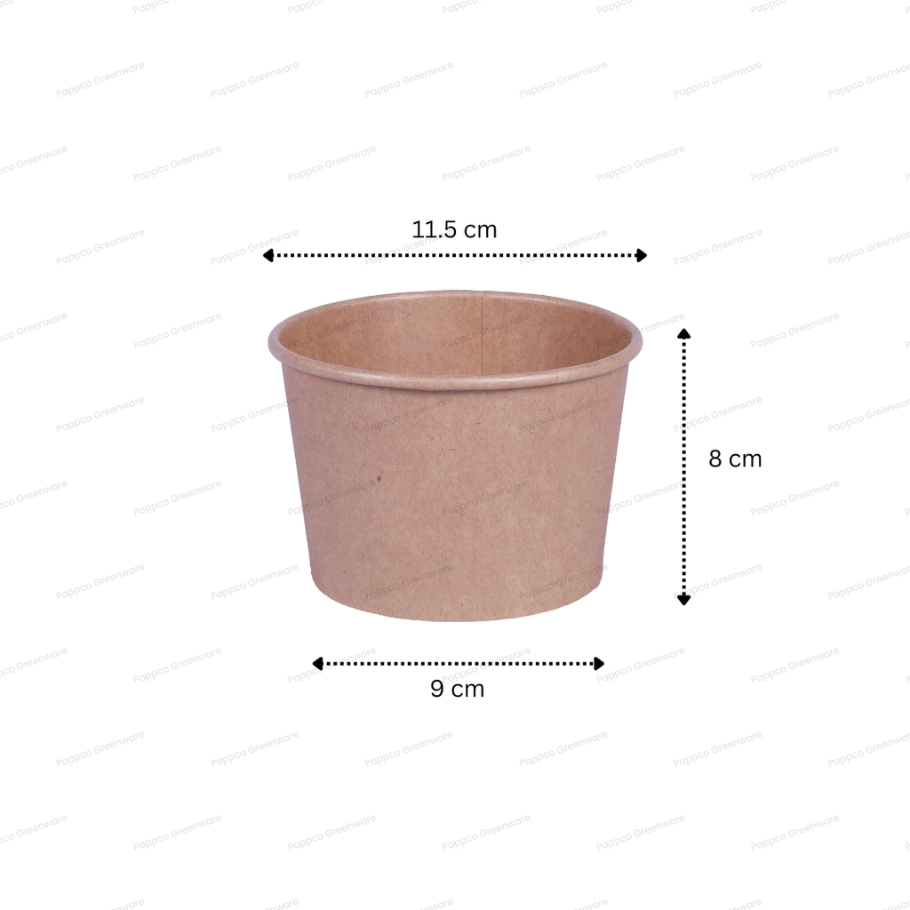 Snapit 500ml Round Kraft Paper Container With PP Lid (115mm Dia)